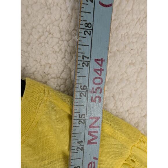 Chelsea & Theodore Womens Short Bell Sleeves Yellow Embellished Top Size L - Picture 3 of 8